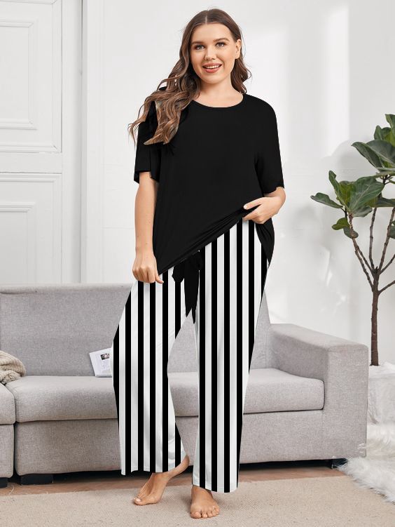 Women Modal Half-Sleeved Black Color Home Wear Female Lining Pajama Sleepwear Night Dress By Ara Closets