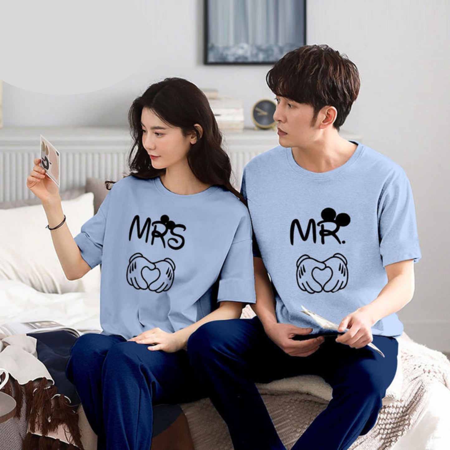 MR & MRS Couple Night Suit for Men and Women Pack of 2