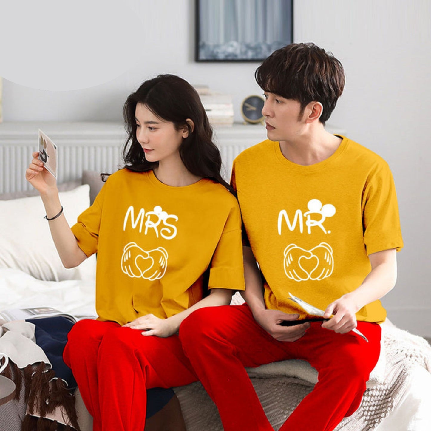 MR & MRS Couple Night Suit for Men and Women Pack of 2