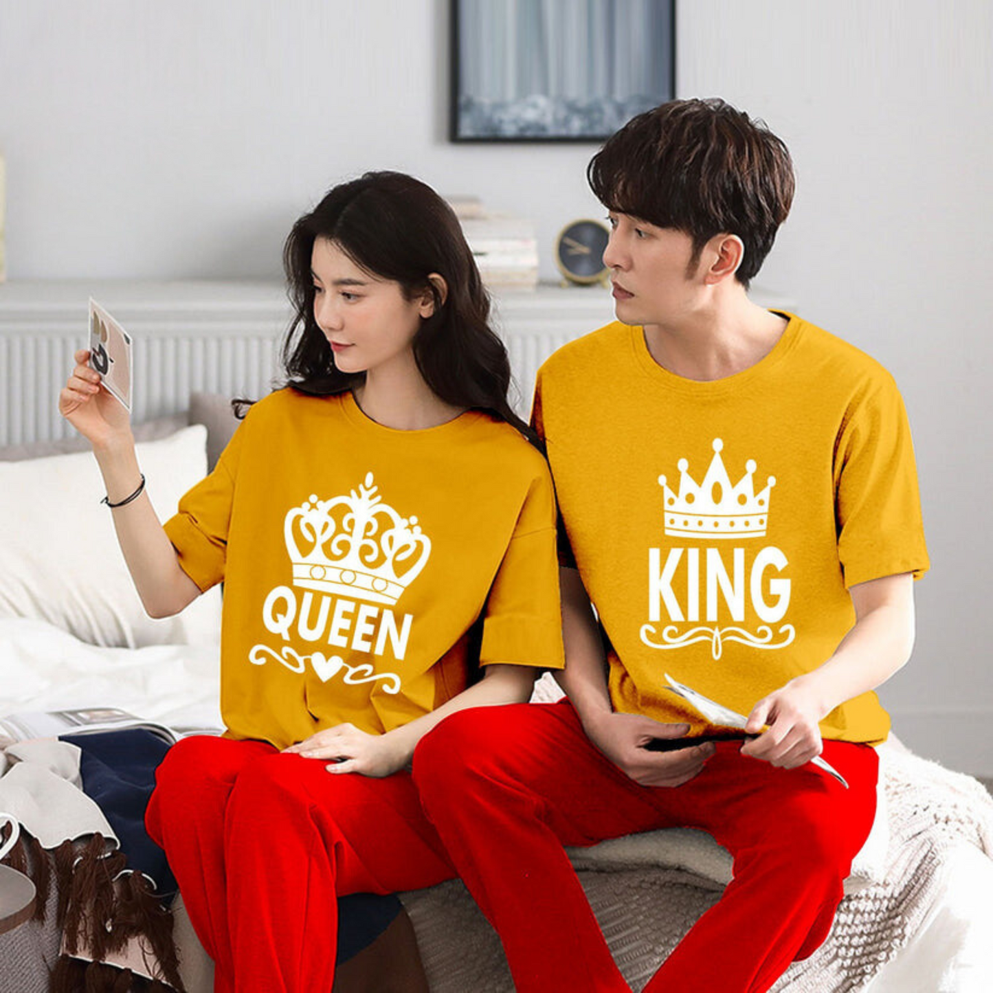 Queen & King Couple Night Suit for Men and Women Pack of 2 (7 colours)