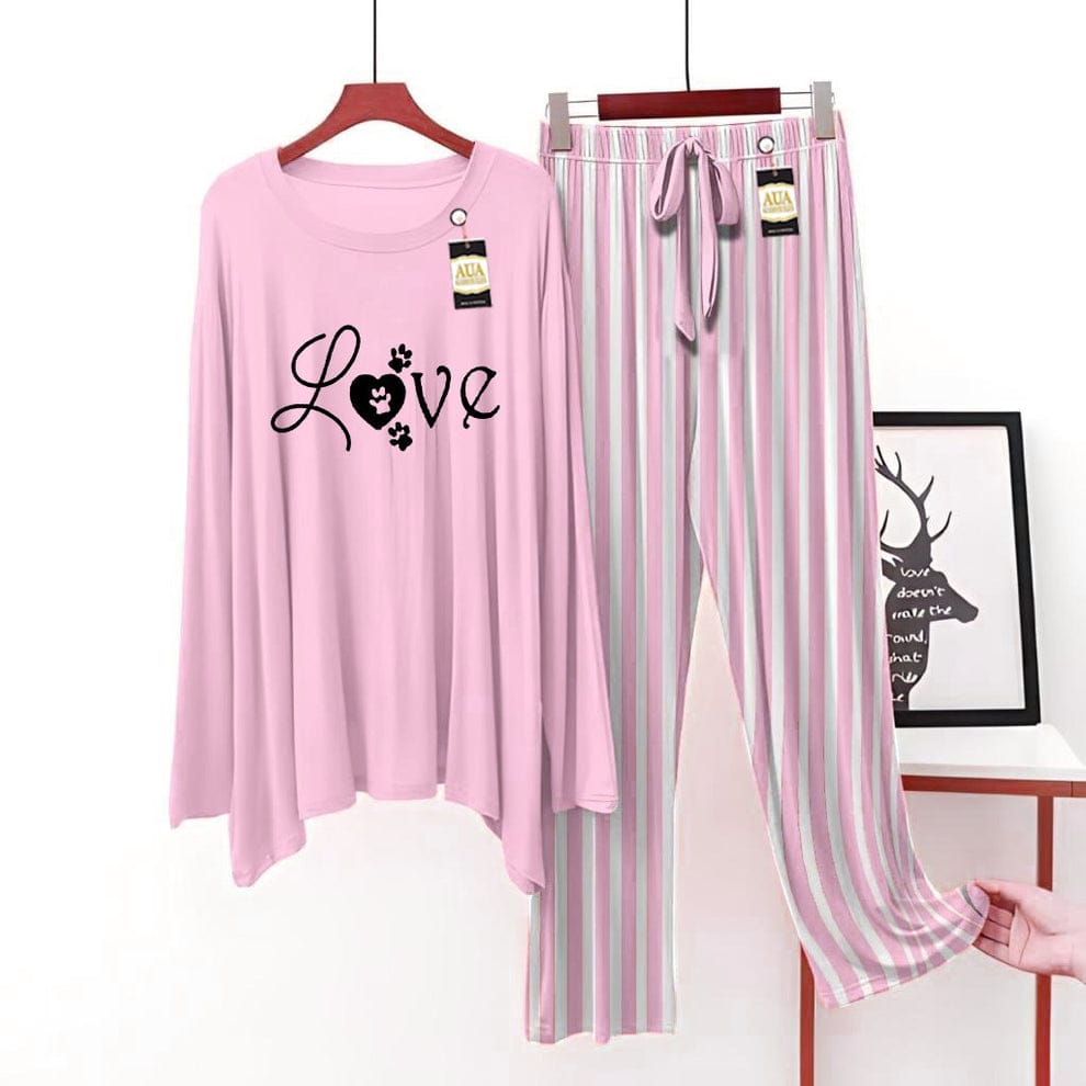 "Paw-fectly Love Striped Night Suit"