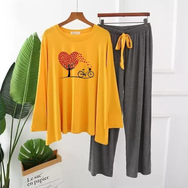 Whimsical Heart Tree & Bicycle Pajama Set