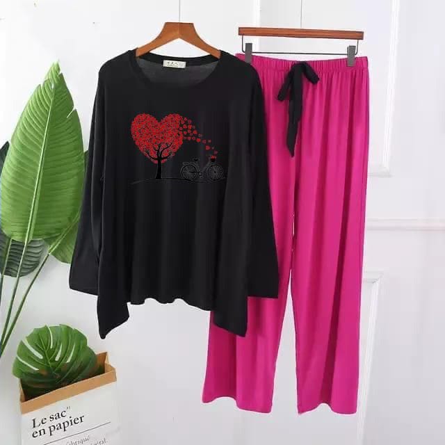 Whimsical Heart Tree & Bicycle Pajama Set