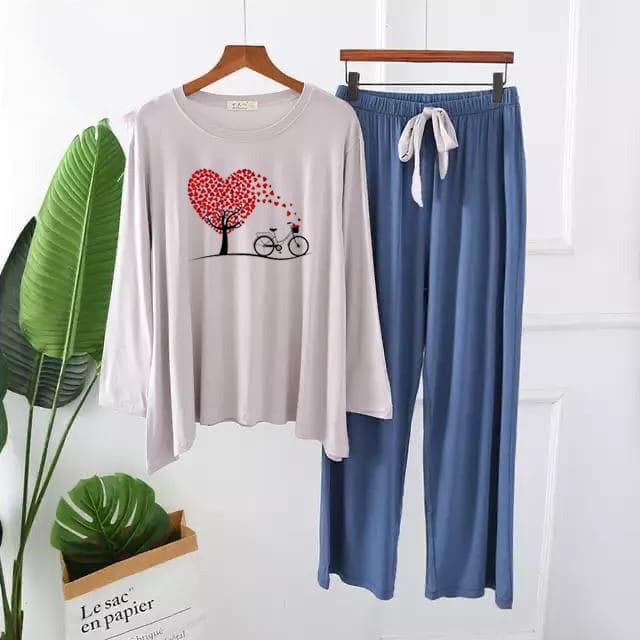 Whimsical Heart Tree & Bicycle Pajama Set