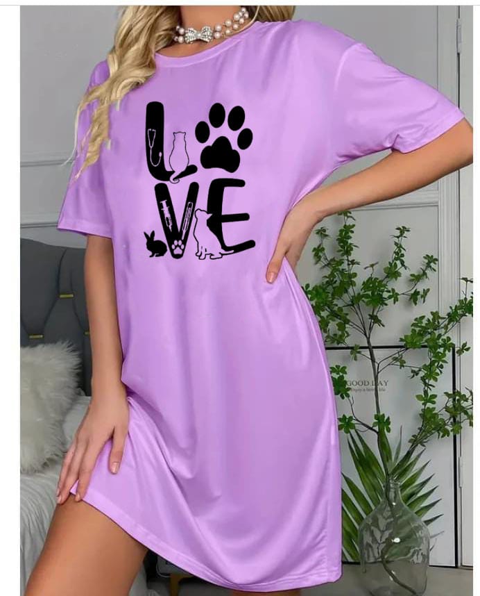 "LOVE" Pet & Vet Themed Graphic Nightgown