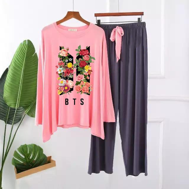 Stylish Floral BTS Logo Lounge & Sleep Set