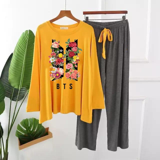 Stylish Floral BTS Logo Lounge & Sleep Set