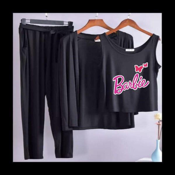 Stylish 3-Piece Dusty Rose "Barbie" Pajama Set