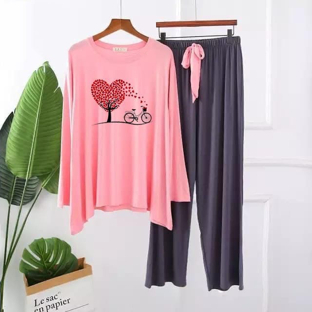 Whimsical Heart Tree & Bicycle Pajama Set