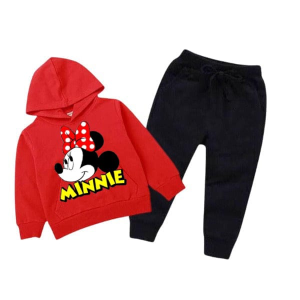 Kids Minnie Mouse Pajama Set - Cozy Fleece Hoodie & Pants (Bright Yellow)