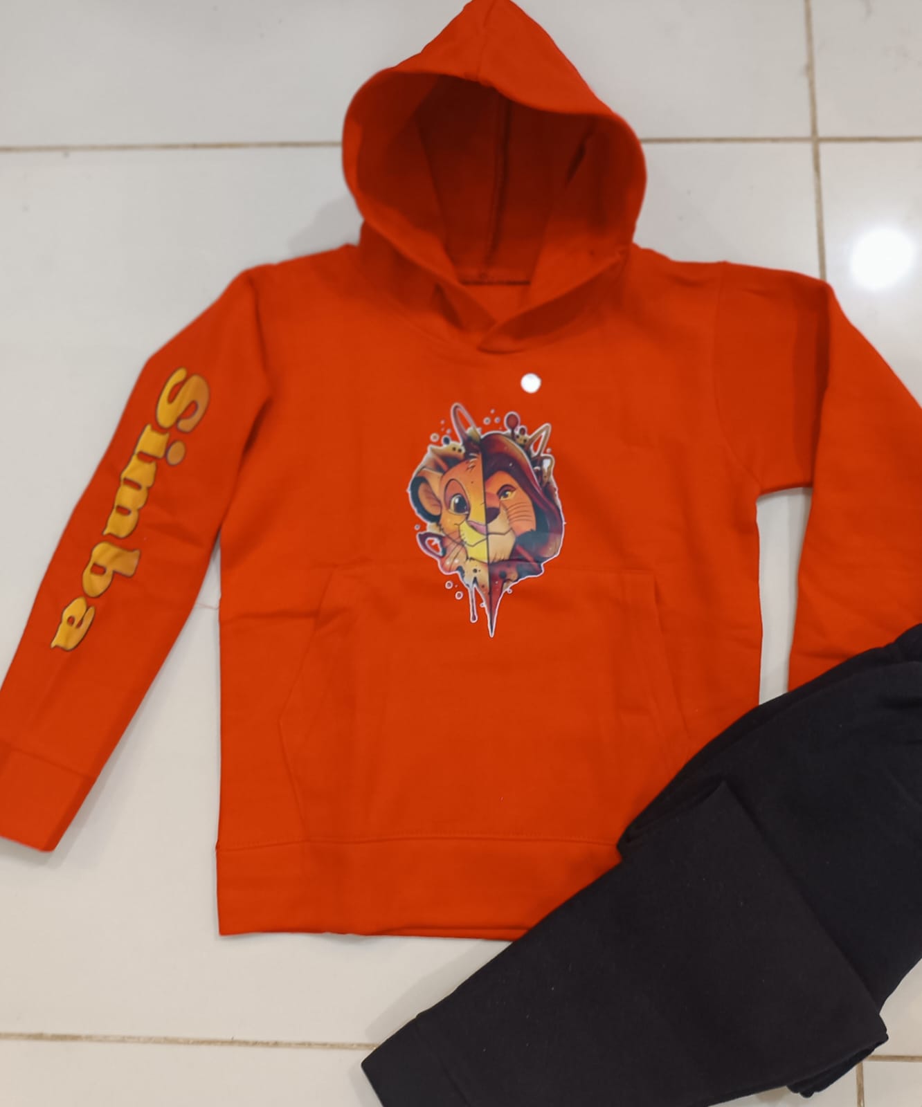 Kids The Lion King Simba Pajama Set - Fleece Hoodie & Pants (Dark Color)