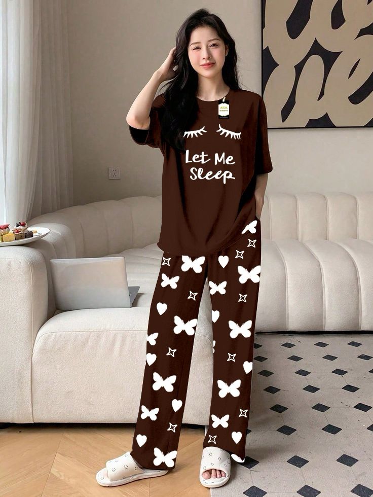 Yellow Color women Let me Sleep Printed Capri home wear nightwear (8 Colors)
