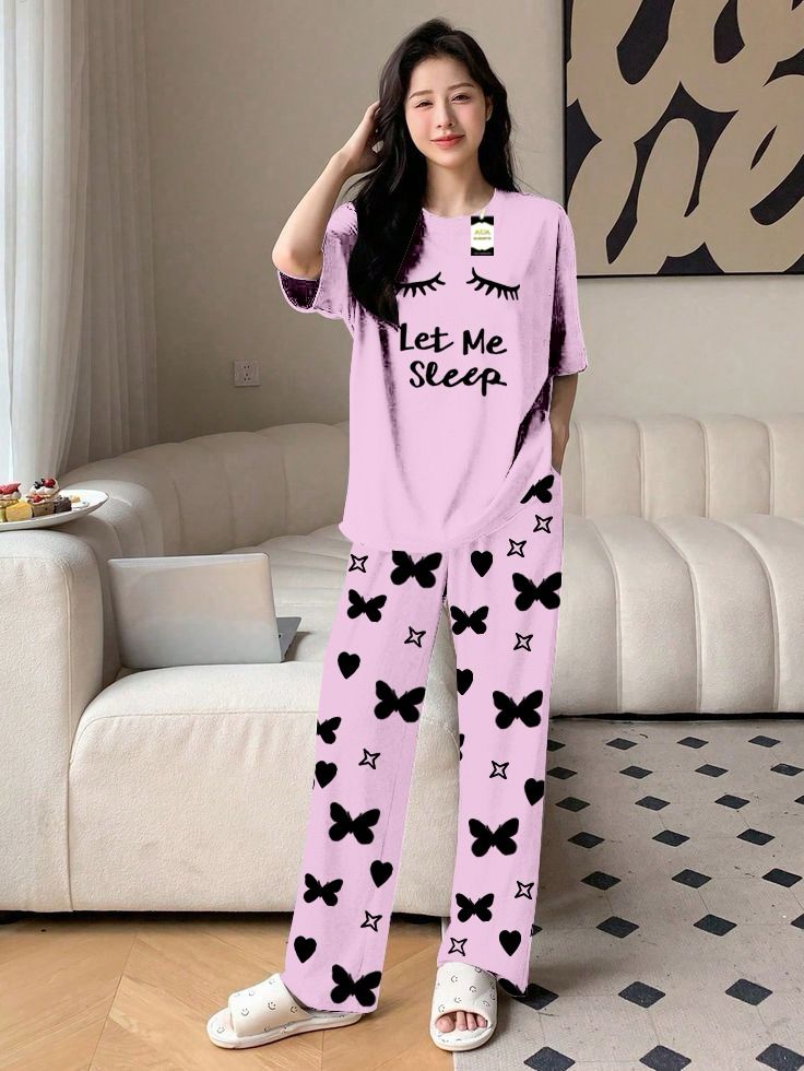 Yellow Color women Let me Sleep Printed Capri home wear nightwear (8 Colors)