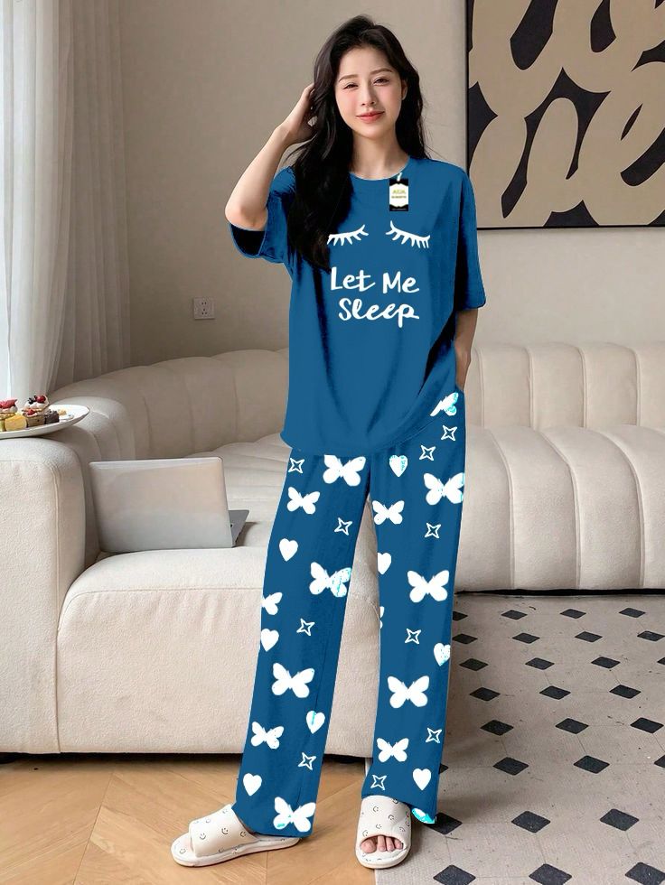 Yellow Color women Let me Sleep Printed Capri home wear nightwear (8 Colors)