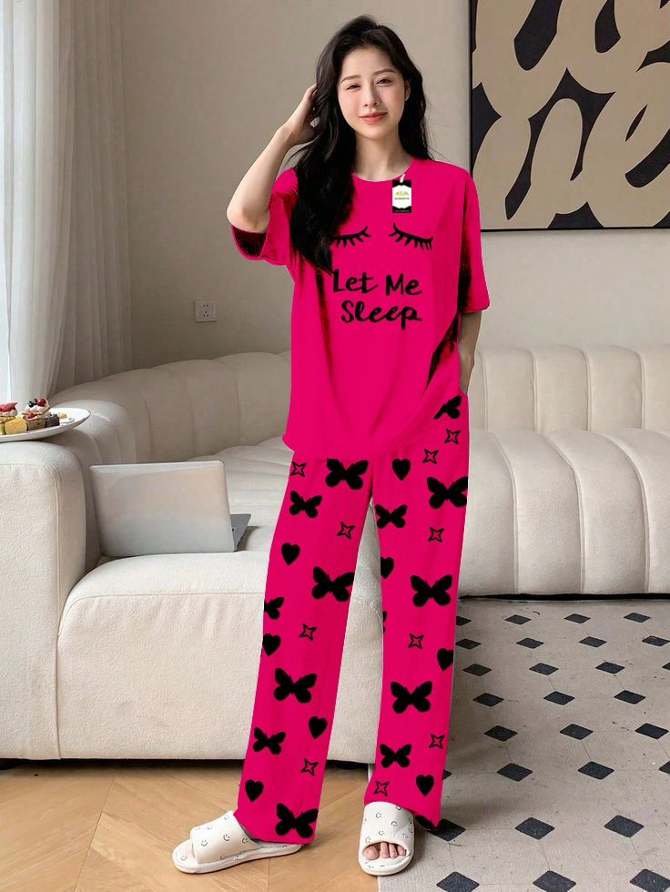 Yellow Color women Let me Sleep Printed Capri home wear nightwear (8 Colors)
