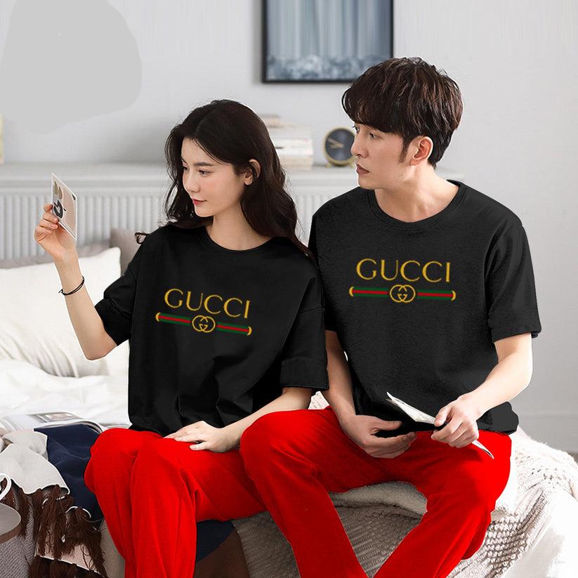 GUCCI Printed Couple Night Suit for Men and Women Pack of 2 ( 12 colours )