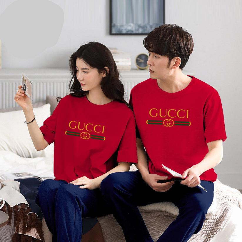 GUCCI Printed Couple Night Suit for Men and Women Pack of 2 ( 12 colours )