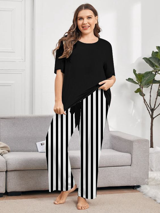 Women Modal Half-Sleeved Black Color Home Wear Female Lining Pajama Sleepwear Night Dress By Ara Closets