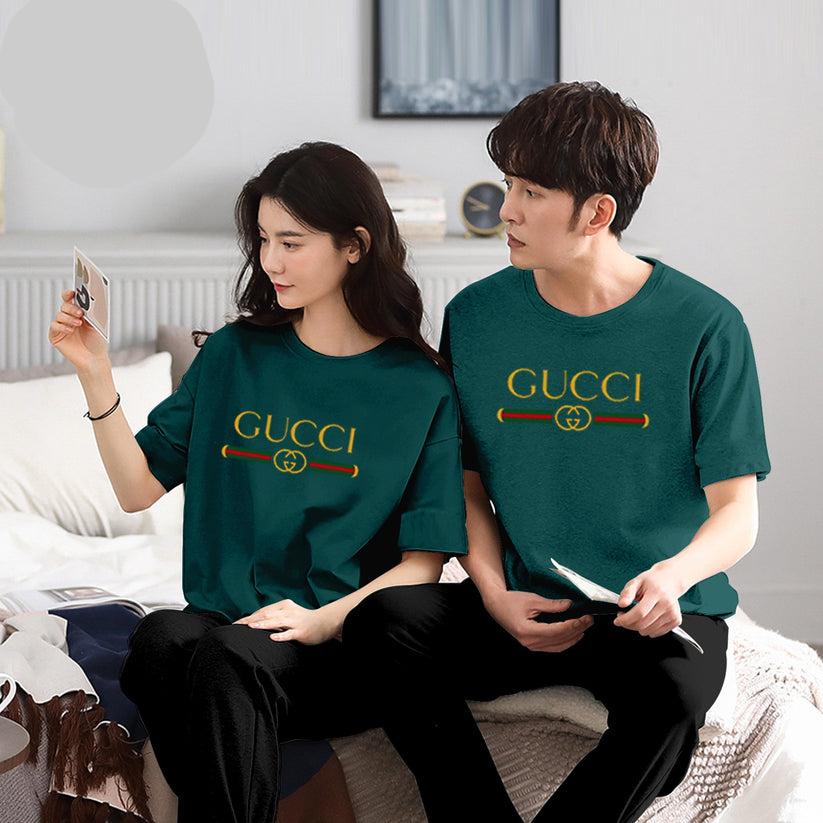 GUCCI Printed Couple Night Suit for Men and Women Pack of 2 ( 12 colours )