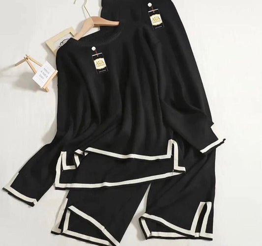 Turkish Winter Co-Ord Set for Women - Warm & Stylish Loungewear Black