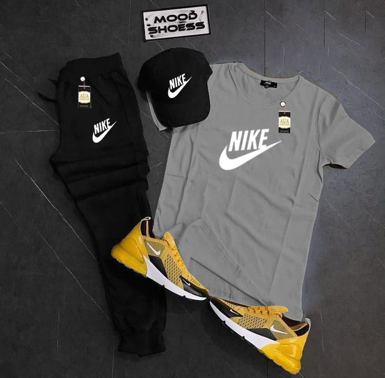 NIKE Printed Set Of 3 Tracksuit For Men's (T-Shirt+Trouser+Cap)