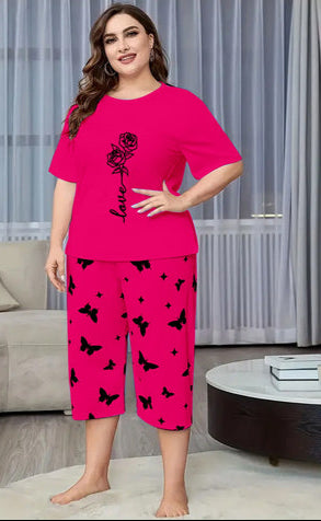 Dark Pink Rose Love Printed Half-Sleeved Vest For Leisure Home Wear Female Sleepwear Night Dress By Ara Closets (Copy) (Copy) (Copy) (Copy) (Copy) (Copy) (Copy) (Copy) (Copy)