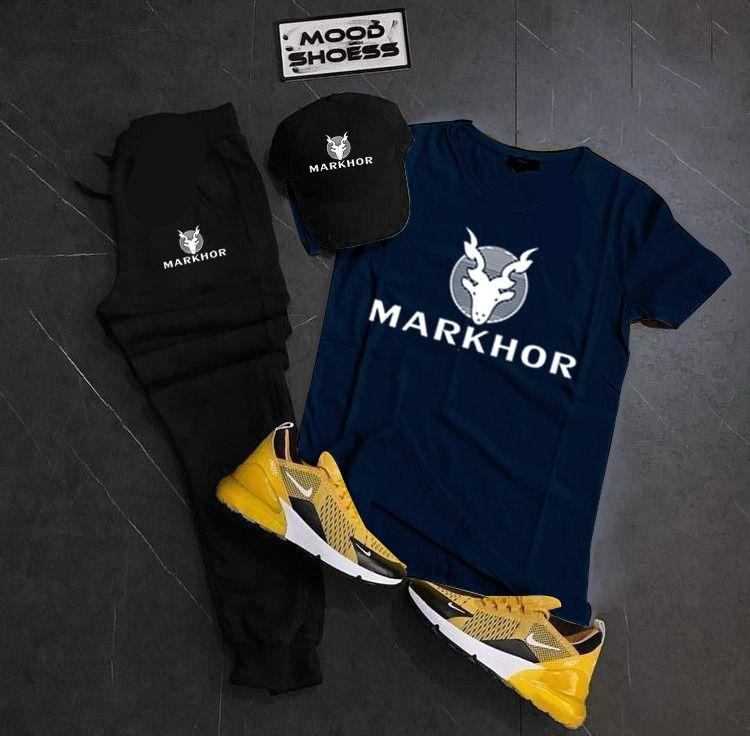 MARKHOR Printed Set Of 3 Tracksuit For Men's (T-Shirt+Trouser+Cap)