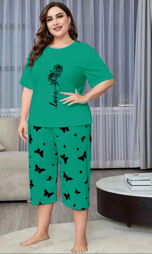 Printed Half-Sleeved Vest For Leisure Home Wear Female Sleepwear Night Dress