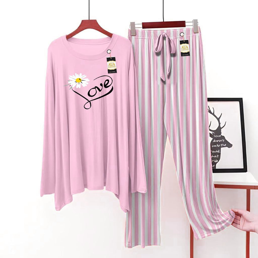 Trendy Love Printed Lining Trouser Lounge wear Nightwear Sleepwear For Women (5 colours)