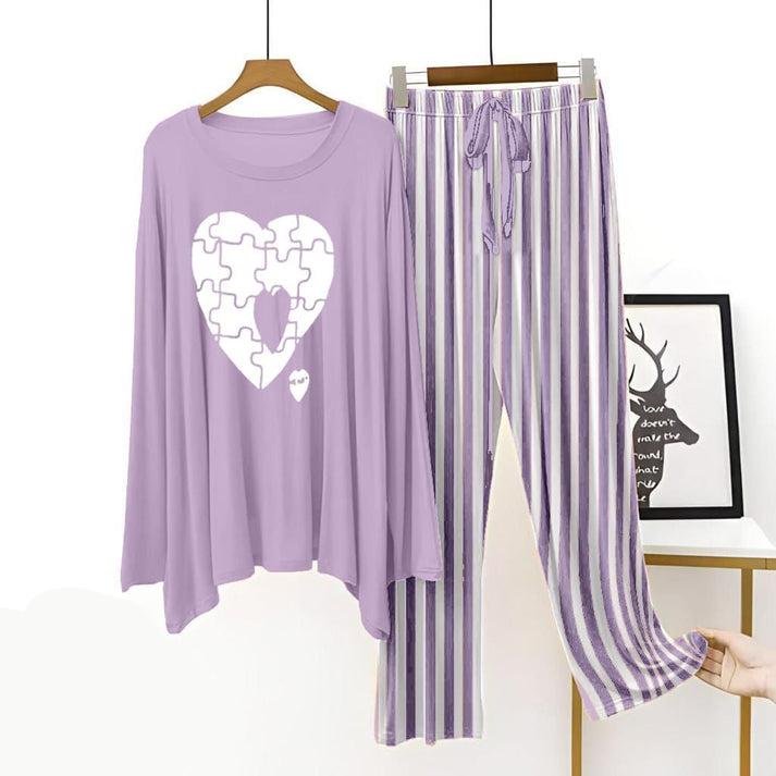 Purple Lining Trouser Printed Night Suit with Luxurious Lining Pajamas Stylish Sleepwear Set for a Cozy Night's Rest (002)