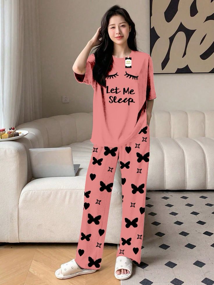 Yellow Color women Let me Sleep Printed Capri home wear nightwear (8 Colors)