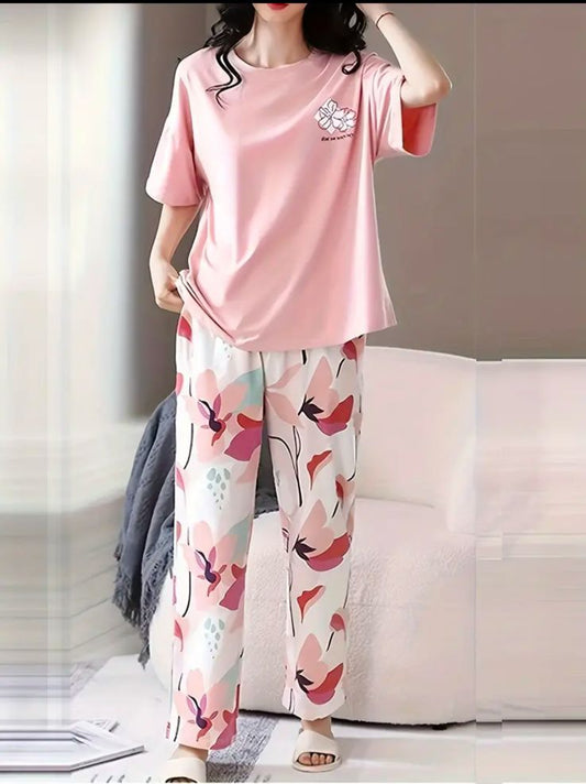 Women's Cute Bear & Cookies Textured Pajama Set - Cream