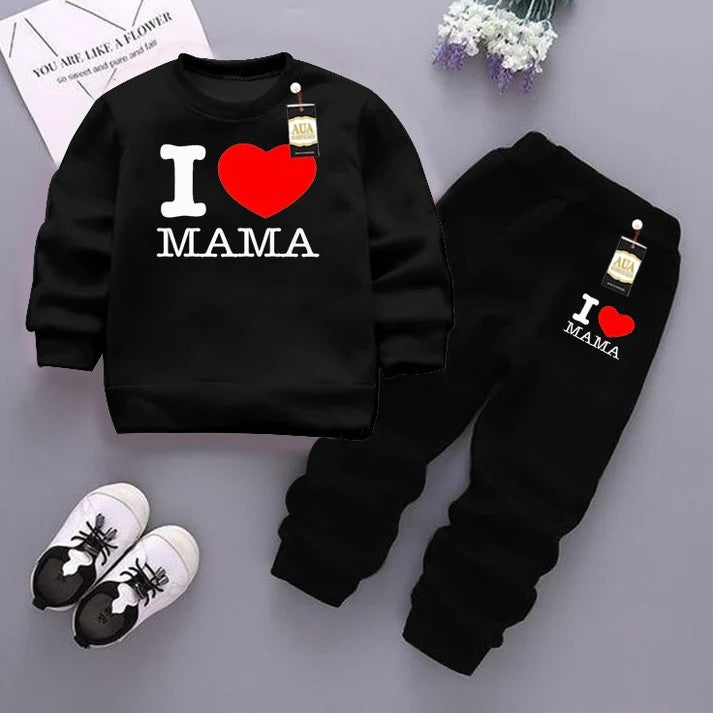 I Love Mama" Kids Fleece Tracksuit - Black