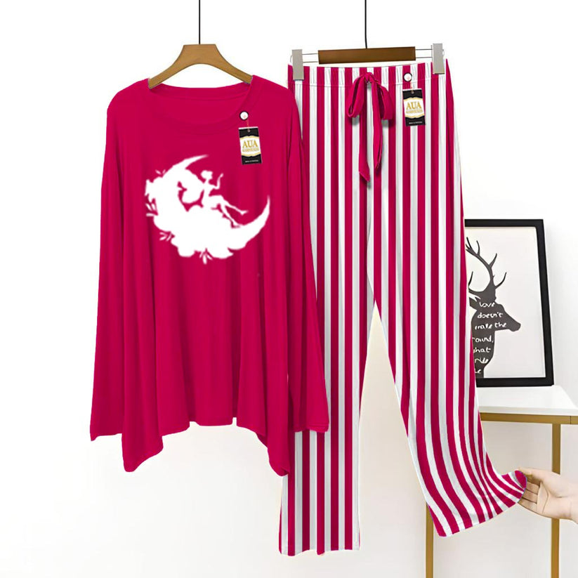 Dark pink Night Suit Lining Pajamas - Stylish Sleepwear Set for a Cozy Night's Rest ( 31 Articles) (002)